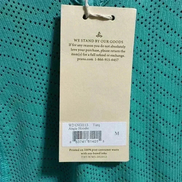 Prana Angie Hoodie Mesh Turquoise Size Medium - Picture 6 of 6